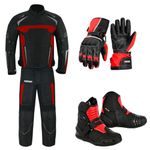 PROFIRST Motorbike waterproof suit (Red, M 38 Chest/32 Waist - 32" T)