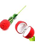 BANDHAN Valentine Day Gift Velvet Red Rose Jewellery Ring Box, Valentine Gift for Girlfriend, Boyfriend, Husband, Wife, Couple, Fiance, Special Romantic Love Set for Gift Propose, Marriage Wedding Ceremony Engagement Birthday Anniversary (Rose)