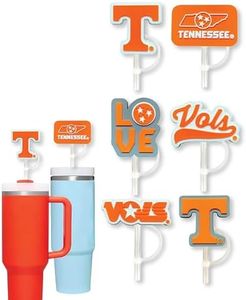 Tennessee Vols Straw Covers 6 Piece Set (10 millimeter) Tennessee Vols Gift for Men and Women Football Fans Fits Large Stanley Simple Modern 10mm 40oz Water Bottles (Tennessee Volunteers)