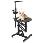 24" Hydraulic Lift Dog Grooming Table, Adjustable Height 250 LBS Capacity, Non-Slip Silicone Top, Foldable for Home & Salon Use