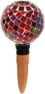 Sunnydaze Mosaic Glass Plant Watering Bulb with Clay Watering Spike - Decorative Self-Watering Globe for Plants - Auto-Dripper to Water Potted Plants - 9.5" - Magenta Medley