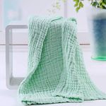 MOM's HOME Cotton Baby Super Soft Absorbent Muslin 6 Layer Wash Towel- 100X100 Cm, (0-3 Years)- Green