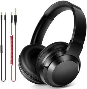 ZIHNIC Hi-Res Over Ear Headphones for Studio Monitoring and Mixing, Foldable Wired DJ Headphones for Computer Recording Phone Guitar Laptop (Black)