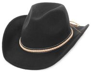 EOZY Wool Felt Cowboy Hats for Men Women Classic Roll Up Brim Fedora Cowgirl Hat Western Cowboy Hat