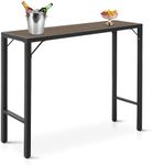 Raysfung Outdoor Bar Table, 47” Patio Bar Height Table, Bar Counter Pub Dining Table with Waterproof Top for Balcony, Garden, Yard, Poolside (Brown)