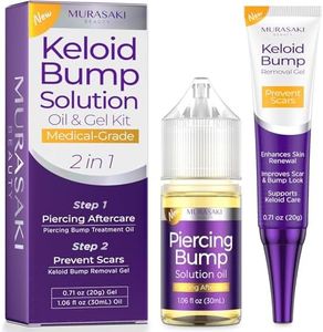 Piercing & Keloid Bump Solution Oil & Gel Kit, Piercing Aftercare Treatment Piercing Bump Solution Aftercare Oil (30 mL) + Keloid Bump Removal Gel (20 g) (0.71 oz (20g))