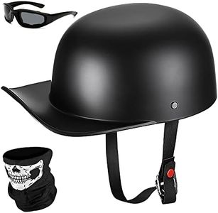 Yesmotor Baseball Motorcycle Helmet Half Cap for Bike Cruiser Chopper Moped Scooter- Dot Approved (Matte Black, L)