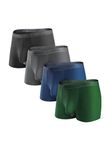 DAVID ARCHY Men's Boxers Shorts Underwear Soft Micro Modal Trunks with Ergonomic Pouch (4 Pack)