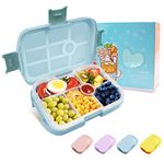 Homtibrm Bento Lunch Box, 920ML Kids Lunch Box with 6 Compartments Snack Salad Box Food Container for Childrens Girls Boys Adults Work School, Microwave Freezer & Dishwasher Safe (Blue)