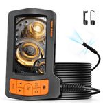 Triple Lens Industrial Borescope Inspection Camera, 5" IPS Screen Endoscope Camera with 16.5FT Semi-Rigid Cable, 1080P HD Sewer Camera, IP67 Drain Pipe Camera Plumbing Snake, Split Screen, 32G Card