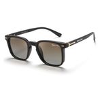 grey jack TR Retro Sunglasses,Stylish Square Polarized Sunglasses for Men Women 21048 Black Frame Double Brown Lens