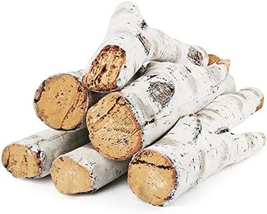 QuliMetal 26.8" Large Gas Fireplace Logs, Ceramic White Birch Wood Logs for Indoor Inserts, Outdoor Firebowl, Fire Pits, Vented, Propane, Gel, Ethanol, Electric, Realistic Fireplace Decoration, 6 Pcs