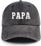 Papa Hat Adjustable Vintage Washed Cotton Dad Baseball Cap Gifts for Men Grandpa Dad Husband, Black, One Size