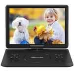 DBPOWER 16.9" Portable DVD Player with 14.1" Swivel HD Large Screen, with 6 Hrs 5000mAH Rechargeable Battery, High Volume Speaker, Support DVD/USB/SD Card and Multiple Disc Formats