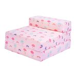 Ready Steady Bed Kids Fold Out Sofa Bed | Children Single Folding Sleepover Chair | Living Room Playroom Bedroom Toddler Furniture | Lightweight and Comfy (Rainbow)