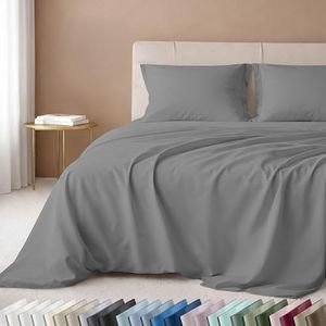 California Design Den Twin XL Sheet Set - 100% Cotton, Luxury 600 Thread Count Deep Pocket XL Twin Sheets, Durable Bedding with Soft Sateen, Dorm Essentials for Guys - Mist Grey