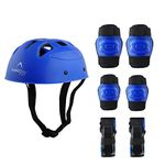 ARROWMAX Skating Guard, Protective Skating Guard Kit | Skate, Cycling Protection Set Multi Sport Gear for Children Age 5-16 Years, Helmet Elbow Guards Knee Caps & Hand Gloves Color-Blue