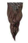 Foxy Locks Deluxe Clip In Human Remy Hair Extensions 20+ Shades - 18/20" (18', Chocolate Brown (#4))