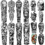 Temporary Tattoos Full Arm 8 Sheets and Half Arm Fake Tattoos 8 Sheets, Extra Large Waterproof Tattoo Stickers for Men and Women or Adults (58X18cm)