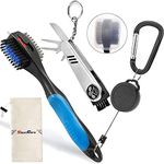 SILENTCARE Golf Accessories, Retractable Sharp Pick Oversized Golf Club Brush and Golf Tool Kit, 5 in 1 Foldable Divot Repair Tool with Golf Marker, Golf Club Cleaner, 2-Piece Golf Gifts Navy Blue