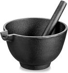 Velaze Cast Iron Mortar and Pestle Tool Set, 6.5 inch Pestle and 3 Cup Capacity Mortar, Non Porous Spice Grinder, Smasher for Kitchen Spices and Pesto(27 oz)