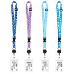 Cruise Lanyard for Ship Cards, 4 Set Cruise Lanyards with Retractable Badge Reel Waterproof ID Badge Holder, Adjustable Nautical Lanyard Carnival Lanyard Set for Cruise Ship Accessories