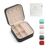 Mini Jewelry Travel Case,Small Travel Jewelry Organizer, Portable Jewelry Box Travel Mini Storage Organizer Portable Display Storage Box For Rings Earrings Necklaces Gifts (Black)