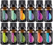 Top Essential Oils Set and Essential Oils Blends - Top 12/0.33oz (10ml) Essential Oils and Blends for Diffuser, Humidifier, Massage, Aromatherapy and Soul - Perfect Starter Kit - Book & Life Recipes