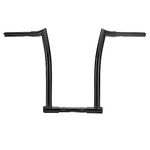 MoKitDora 16” Rise 1-1/4” Fat 1" Clamp Ape Hanger Chizeled Handlebar Z Bar for Harley Dyna Softail Sportster XL 883/1200, 1994-up Road King & 1998-2013 Road Glide, Black