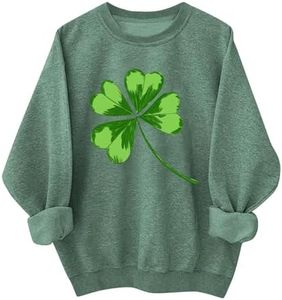 Sdwingk Womens St Patricks Day Shirt Casual Long Sleeve St Pattys Shirt Crew Neck Irish Shamrock Graphic Pullover Tops