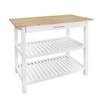 Casual Home Solid American Hardwood Top White Casual Home Kitchen Island