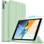 Vultic Trifold Pencil Holder Case for iPad Air (2013) / Air 2 (2014) / 9.7 inch [5th/6th Gen 2017/2018], Magnetic Smart Stand [Auto Sleep/Wake] Silicone Back Cover (Light Green)