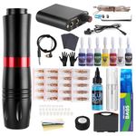 HAWINK Tattoo Kit - Complete Rotary Tattoo Machine Pen Kit Power Supply 20Pcs Cartridges Needles 7 Inks Foot Pedal EM154KITP162-1-UK