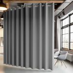 PANOVOUS Room Divider Curtain Blackout-Screen Partition Curtain Wide Width Privacy Eyelet Grey Blackout Curtain Blinds with Silver Rings Space Divider for Closet, 1 Panel 180W x 96L Inch Grey