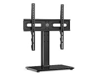 FITUEYES TV Stand Table Top TV Base for 27 to 55 Inch LCD LED Flat Screen TV Height Adjustable Television Stands with Black Tempered Glass Base Holds Up to 88 lbs, MAX VESA 400x400mm