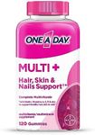 One A Day Multi+ Hair, Skin & Nails, Multivitamin + Boost of Support for Healthy Hair, Skin & Nails with Biotin and Vitamins A, C, E & Zinc, 120 Count