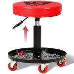 BullsArmor V2 Mechanic Rolling Stool - ArmorFlex Cushion Technology - Heavy Duty Adjustable Height Pneumatic Garage Shop Seat 17.7"-23.6" Tool Tray 300 LBS Capacity Automotive Workshop Chair Creeper