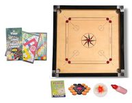 SBJT Superior Matte Finish Practice Carrom Board for Serious Professional Practice with Coins Striker and Powder Beige ABC (26 INCH with Vixen Ludo A1)