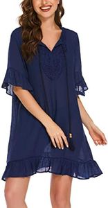 AI'MAGE Robe de Plage Femme V-Cou Bikini Mousseline de Soie Cache Maillot de Bain Bikini Cover Up Chemise de Plage Tricot Robe de Plage Dentelle
