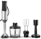 Immersion Blender, Heavy Duty Copper Motor, Stainless Steel Smart Stick with Egg Beaters, Potato Masher, Chopper/Food Processor