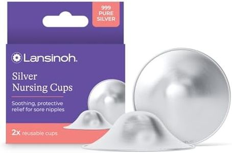 Lansinoh Silver Nursing Cups | 999 Pure Silver Reusable Nipple Shields for Breastfeeding | Worn Between Feeds for Soothing Protection of Sore Nipples, Regular Size