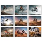 BigWig Prints Dirt Bike Poster Set - Dirt Bike Decor, Dirt Bike Posters, Dirt Bike Room Decor For Boys, Motocross Poster, Dirtbike Room Decor, Dirt Bike Wall Decor Gifts - Unframed Set Of 9 (8x10”)