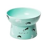 PETKIT Raised Cat Bowl, Ceramic Cat Food Bowl Elevated, Stress Free, Anti Vomiting, Backflow Prevention Cat Dog Water Bowl, Dishwasher and Microwave Safe, Green