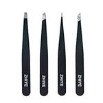 ZHIYE Professional Eyebrow Tweezers, 4 Pcs Stainless Steel Precision Tweezers Set for Ingrown Hair Removal Eyelash Extension, Eyebrows Plucking Tweezers