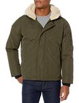 Izod Men's Ultra Warm Hipster Jacket with Sherpa Trim Down Alternative Coat, Camouflage Green, Large