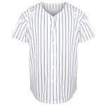 Blank Plain Hip Hop Hipster Baseball Jersey Button Down Shirts Sports Uniforms Men Women Jersey (White Stripe, XX-Large)