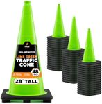 28” Lime Green Traffic Cone - 48 Pack - Premium PVC Safety Cone for Parking, Caution, Construction, Road Crews, Emergency Vehicle - Xpose Safety