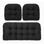 Outdoor Wicker Patio Chairs Cushions, 3 Set of Outdoor Chair Cushions for Patio Furniture, Garden Bench Pad Chair Cushions for Wicker Loveseat,Bench,Porch,Black