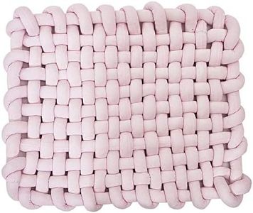 Wonder Space Knotted Braided Plush Mat, Baby Infant Newborn Sleeping Tummy Time Playing Nursery Rug Knot Floor Cushion, Handmade Pure Soft Fabric, Fashion Cute Toddler Children Room Decor, Pink