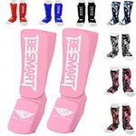 Kids Shin Instep Pads MMA Leg Foot Guards Muay Thai Kick Boxing Guard Protector (Pink, XXS (9 to 13 Years))